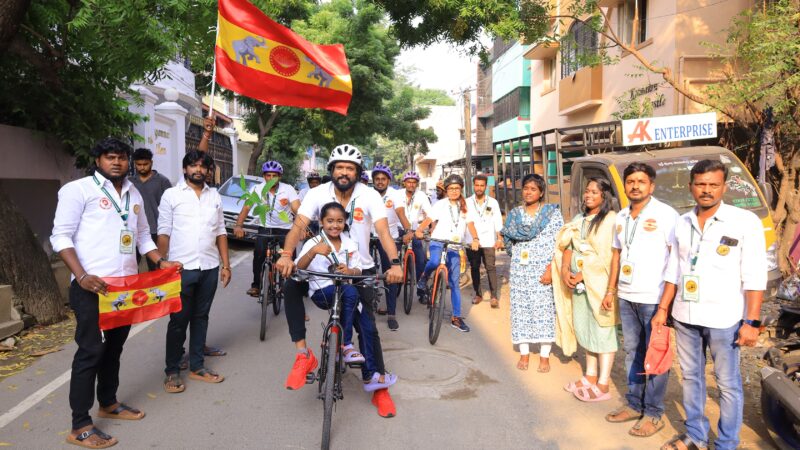 விஜய்யின் TVK மாநாட்டுக்கு சென்னையிலிருந்து சைக்கிள் பேரணி செல்லும் சௌந்தரராஜா