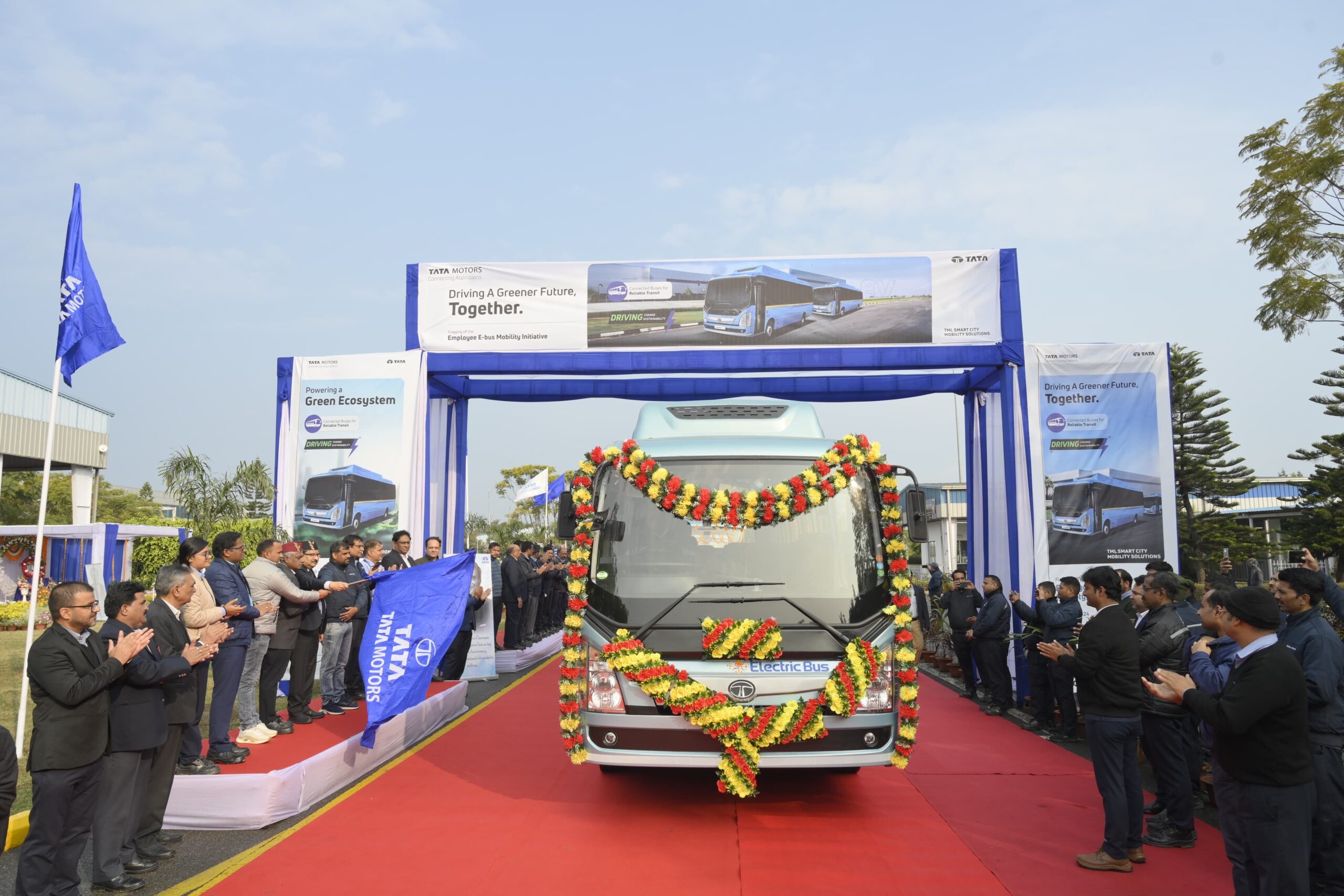 Tata Motors flags off electric buses for workforce transportation