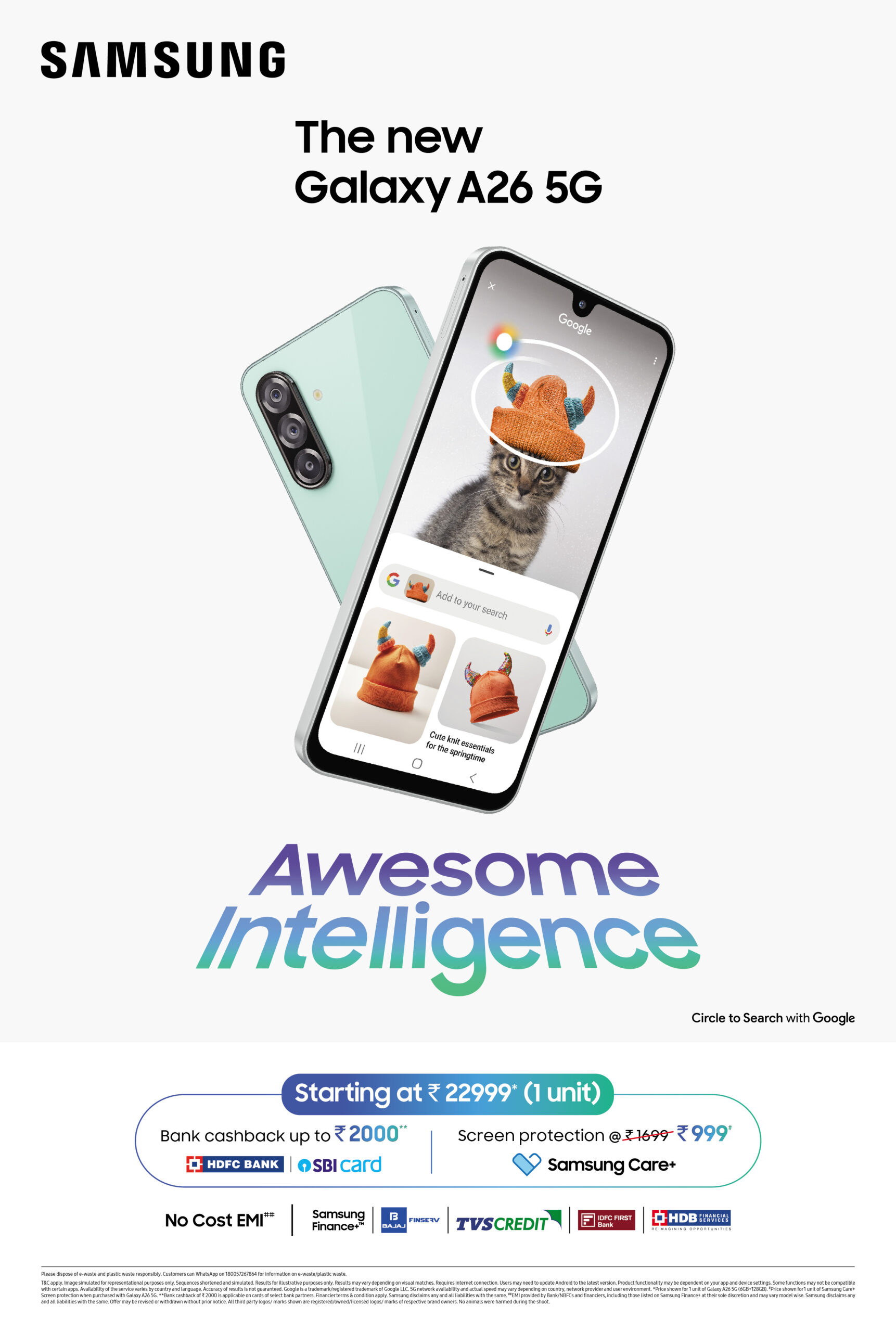 SAMSUNG மலிவு விலை Ai இயங்கும் ஸ்மார்ட்போன் கேலக்சி A26 5G வெறும் ₹ 22999 ஆரம்பம்