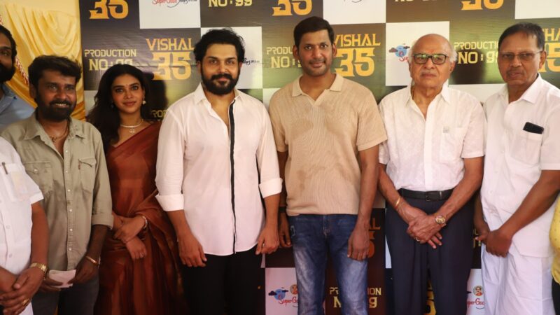 சூப்பர் குட் ஃபிலிம்ஸ் 99வது படம்..;  விஷால் நடிக்க கார்த்தி தொடங்கி வைத்தார் 