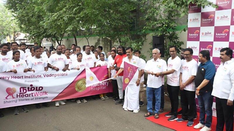 Kauvery conducted Heart Walk : Artist Trotsky Marudu joined with cardiac surgeons for awareness 